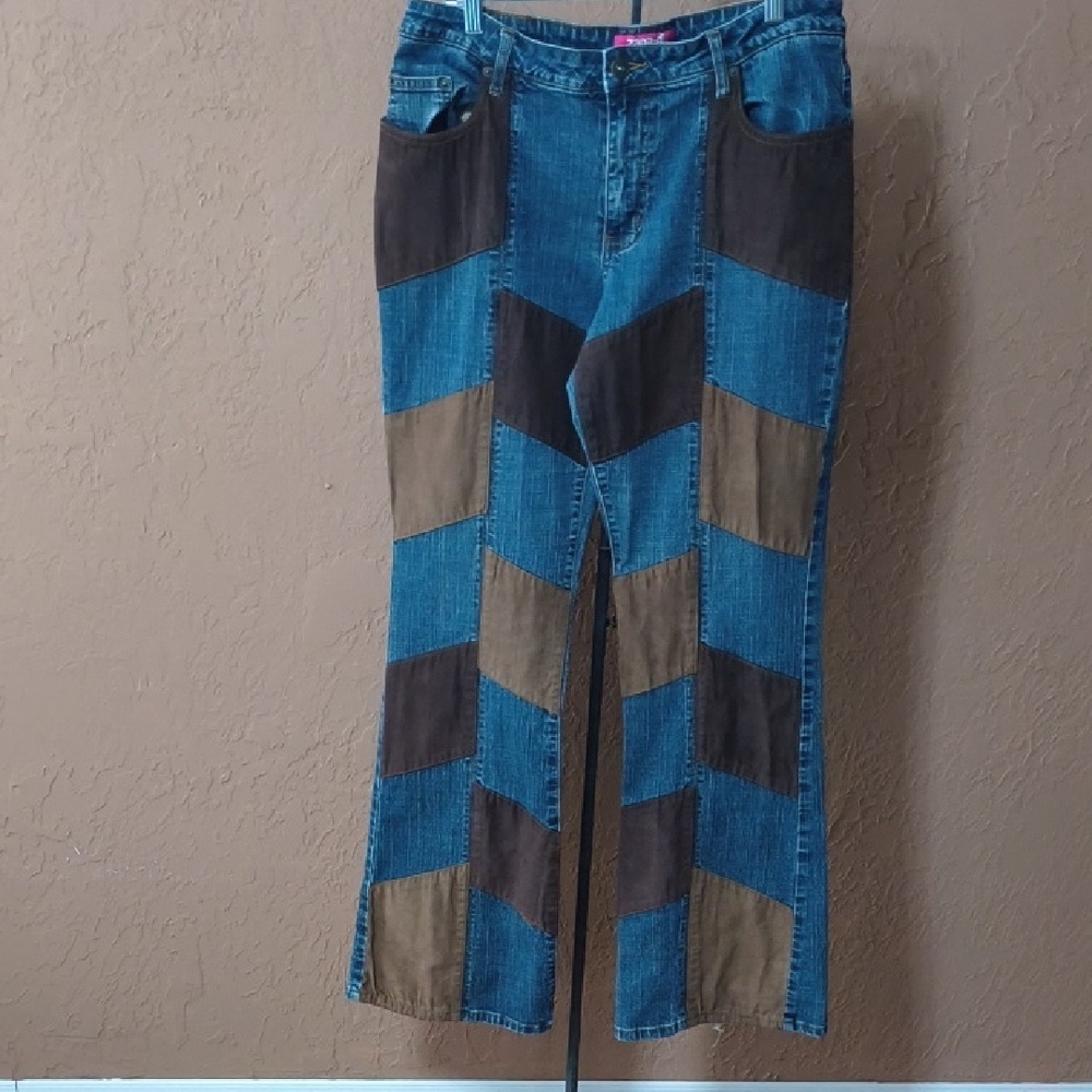 Vintage Zana Di Patchwork Bootcut Denim Jeans Size 13